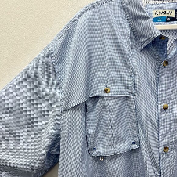 Magellan Men's Outdoor Fishing Shirt Light Blue Size 3XL - Picture 3 of 8